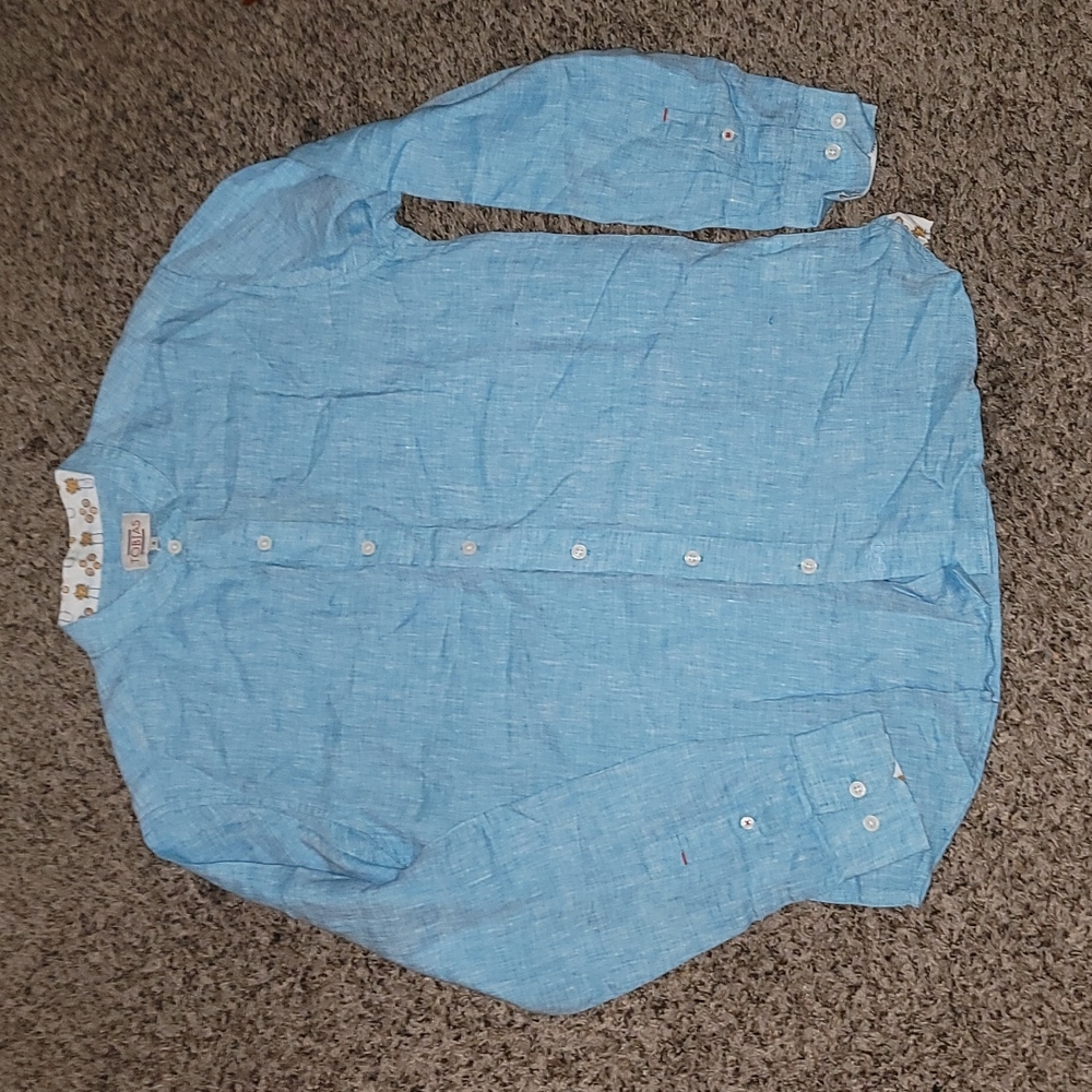 Tobias linen button down top blue long sleeve new 💙